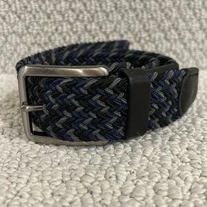 Tommy Bahama Men's Braided Stretch Belt w/Leather Details/ Silver Buckle - S/M